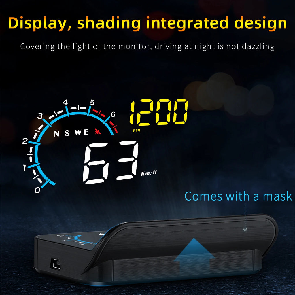 M12 HUD Windshield Projector OBD+GPS Universal Head Up Display Car Speedometer Water temp RPM Voltage Security Automatic Alarm Magic Electronics Sbe942000e2c24370b1b15c5cef59e6d3E