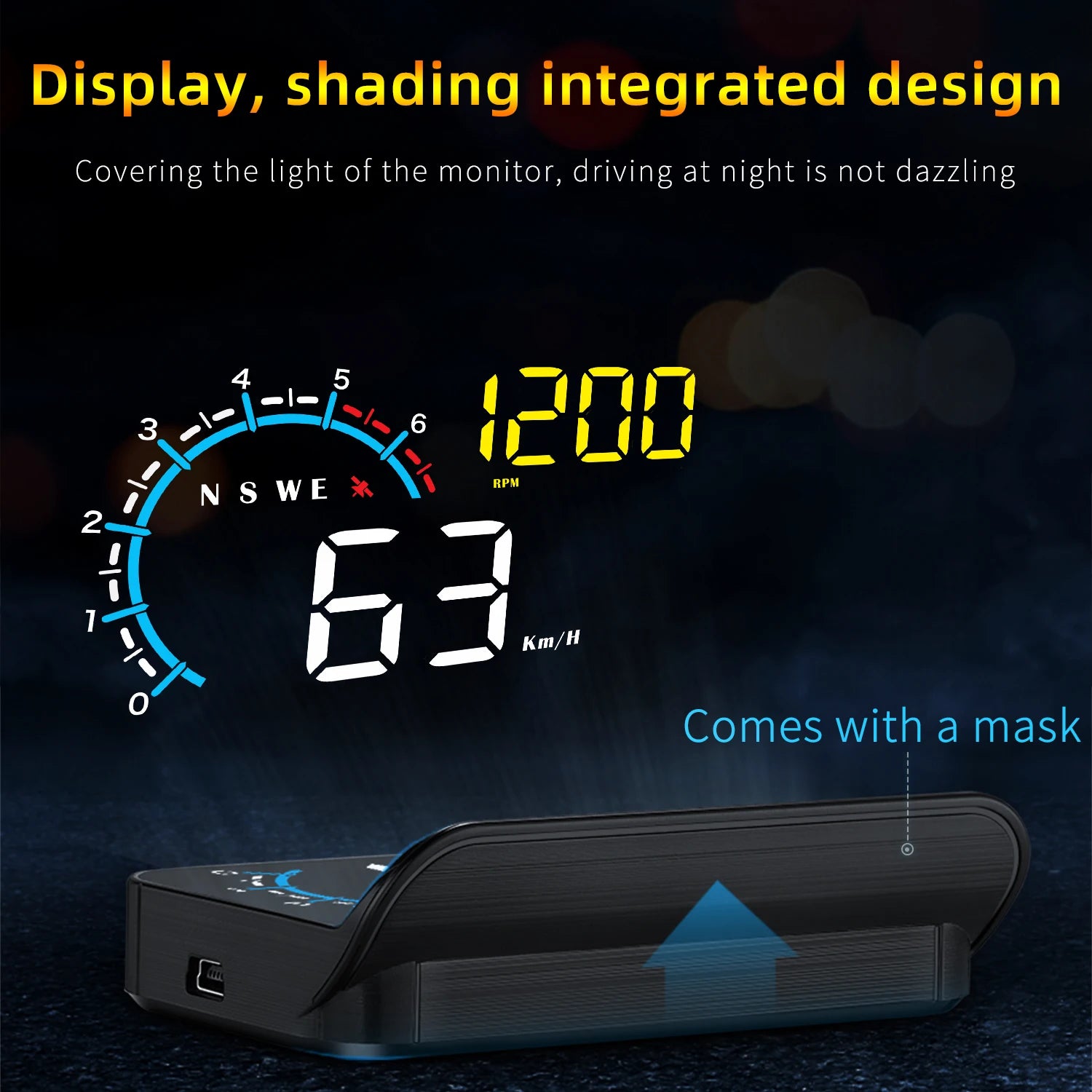 M12 HUD Windshield Projector OBD+GPS Universal Head Up Display Car Speedometer Water temp RPM Voltage Security Automatic Alarm Magic Electronics Sbe942000e2c24370b1b15c5cef59e6d3E