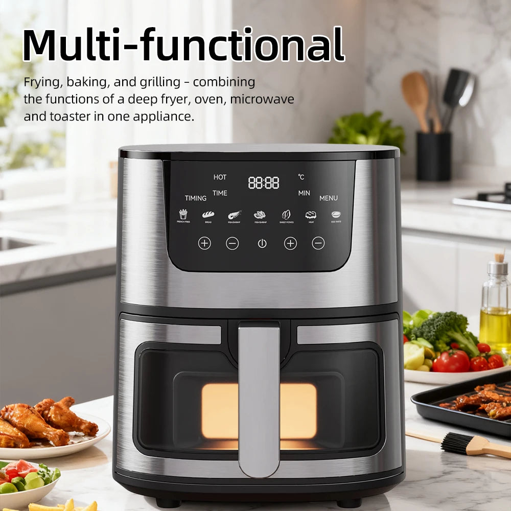 DIVEDEER 7L Household Visual Air Fryer - Large Capacity, Multifunctional, Stainless Steel Design for Home Use (Freidora Aire) Magic Electronics Sc0b4f30f47a444499871179226db766cw
