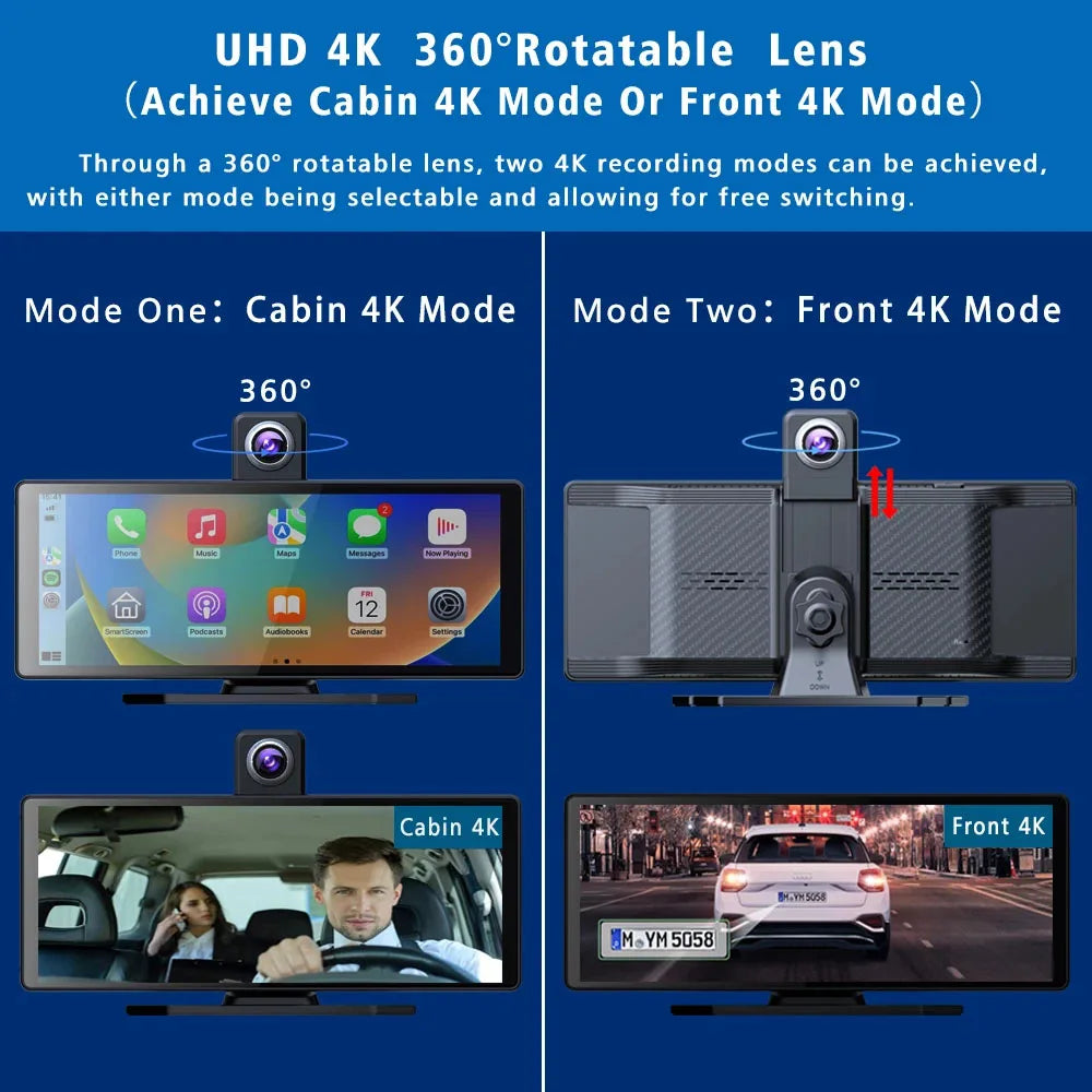 10.26 Inch 4K 3840*2160P Car Dvr Carplay Android-Auto Dash Cam Cabin GPS 5G WIFI FM BT Dual Lens Camera Dashcam Drived Record Magic Electronics Sc0f5cb12a5b649518de33d536a6bced1t