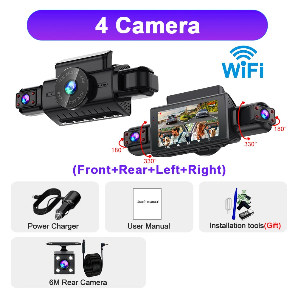  Dashcam for cars 4 Channel Black Box WiFi Driving Camera FHD 1080P Night Vision Loop Recording 24H Parking Mode car accessorie 4 Camera Magic Electronics Sc136e2c2d4624e009501310ef262bf85K 4 Camera