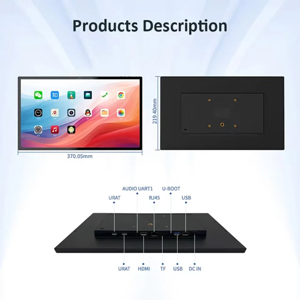 Smart Home Tablet Wall Mount with Double-Sided Lights 15.6 Inch FHD Touch Screen Android 14 8-Core 4G 64G POE for Home assistant