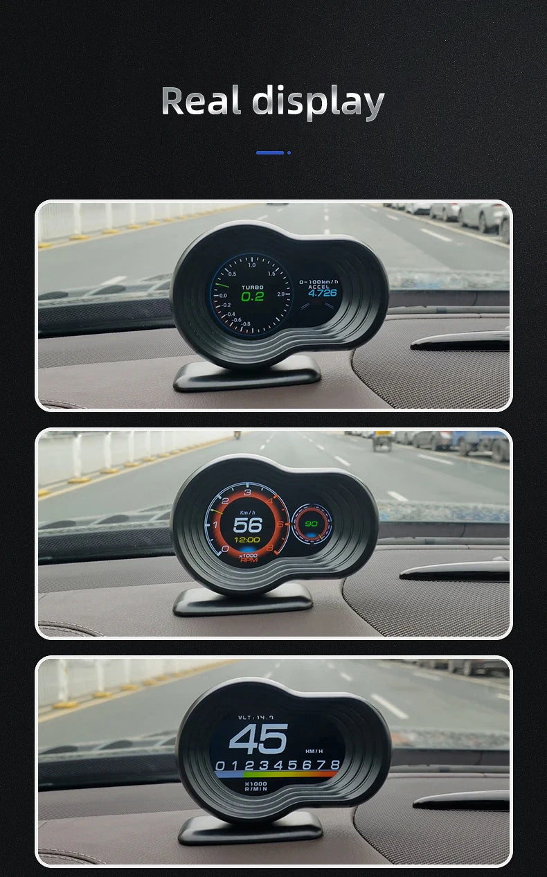 F9-OBD OBD2 GPS HUD Head Up Display Car Digital Speedometer Auto Over speed Alarm Meter Water Temp Fuel Consumption Gauges - Magic Electronics