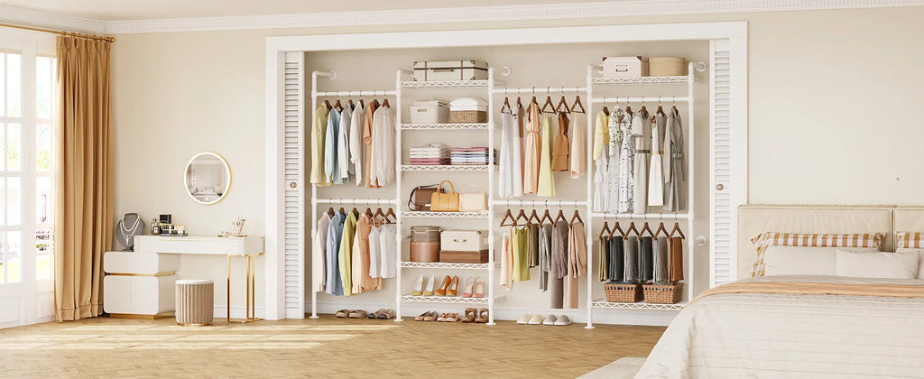 L4 Wall Mounted Industrial Pipe Clothes Rack, Closet Organizer System with Rods Expandable, Clothing Rack, Corner Garment Rack Magic Electronics Sc440e9130bb549289472e9e5945cc14bg
