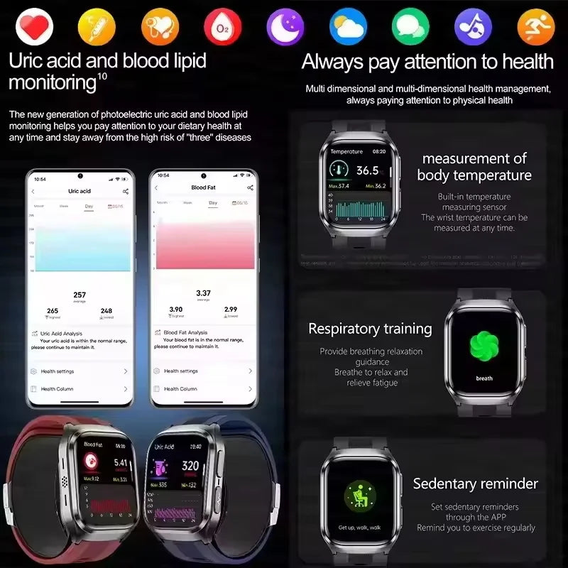 2026 New Upgrade AI Diagnostic Airbag Precise Blood Pressure Health SmartWatch Uric Acid ECG Blood lipids Smartwatch Men Women Magic Electronics Sc50bba4554494b40bbbc9cd13dbd7323n