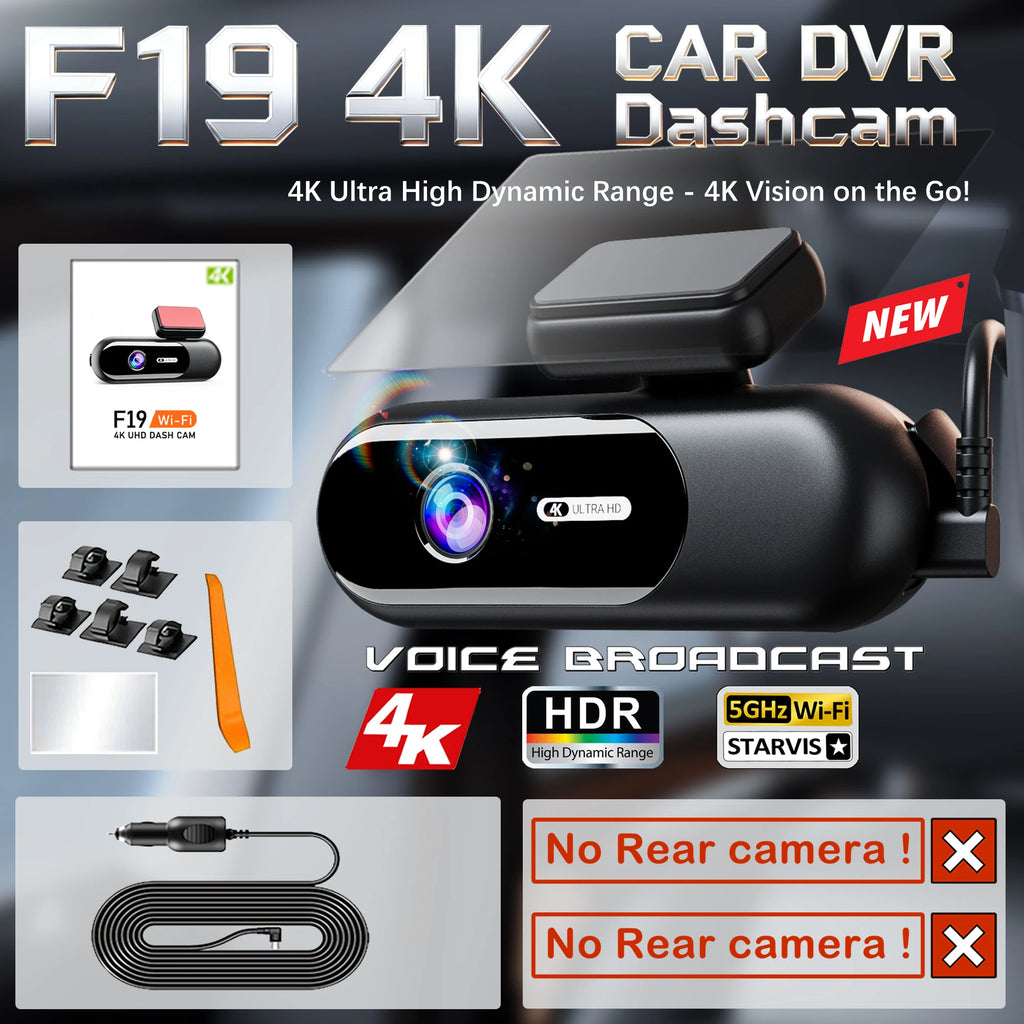 Dash Cam for cars 4K UHD Recording Front Rear Car Camera HDR Night Vision Recorder Built in Wi-Fi 24H Parking Mode APP Monitor F19 Single 4K cam Magic Electronics Sc511b5bc2fe4463a965cc76e51efde3cC F19 Single 4K cam