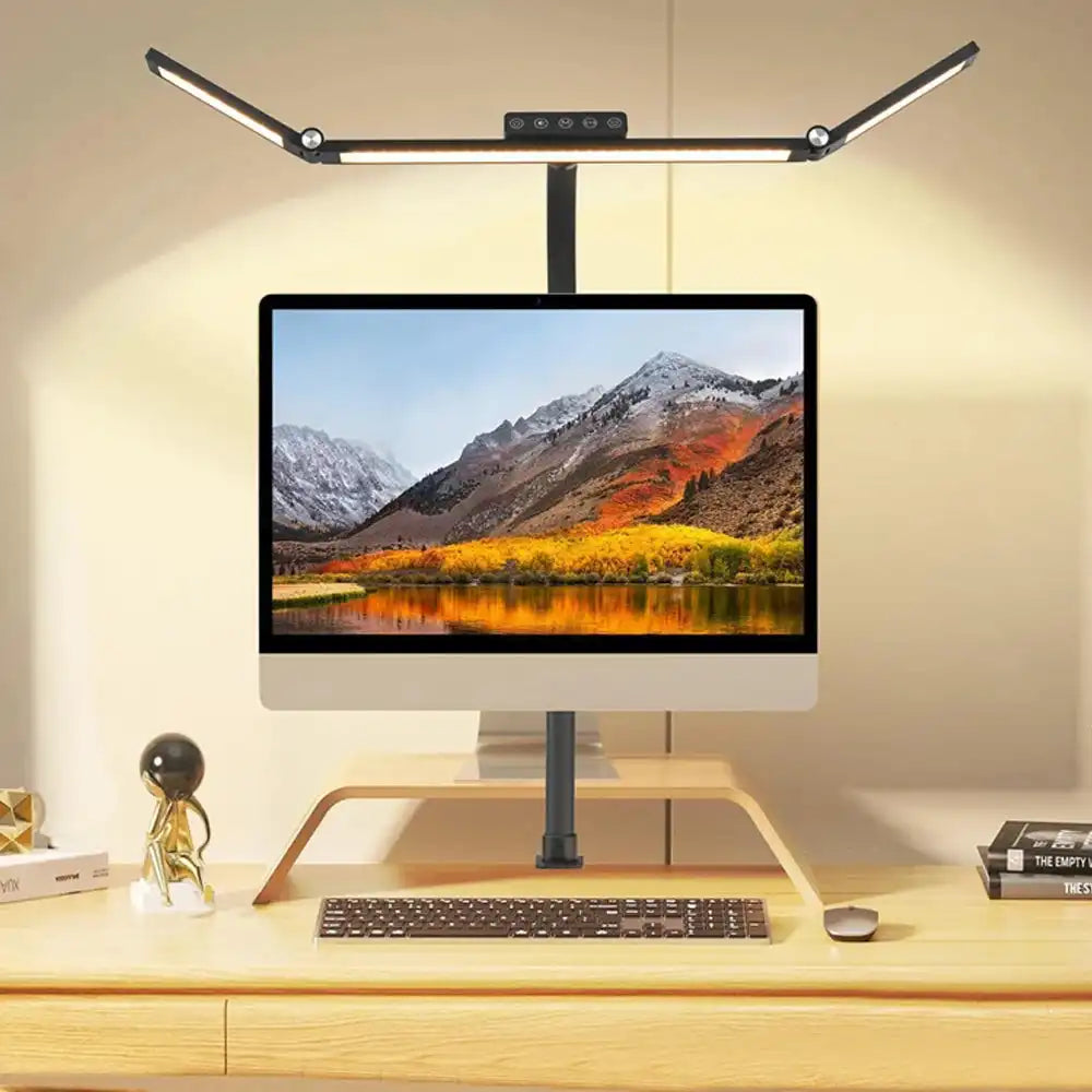 Home Office LED Desk Lamp Double Head Stepless Dimming Eye-Caring Reading Lights 3 Color Mode Flexible Adjustable PC Table Lamps - Magic Electronics