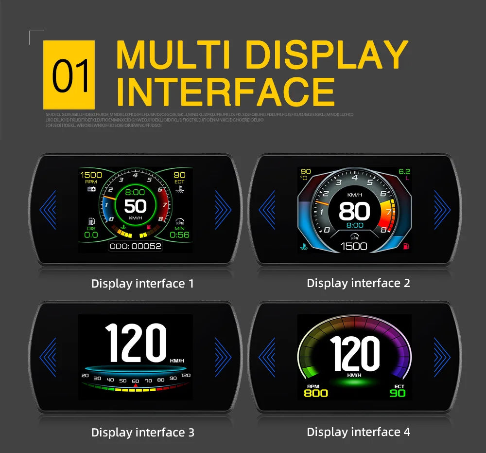 Multi-functions P12S Car HUD Head Up Display OBD2 On-board Computer Water Temp Fuel Consumption LCD Digital Speedometer Gauge Magic Electronics Sc6c25cf22f0141b5b679ea9f6935aff7J
