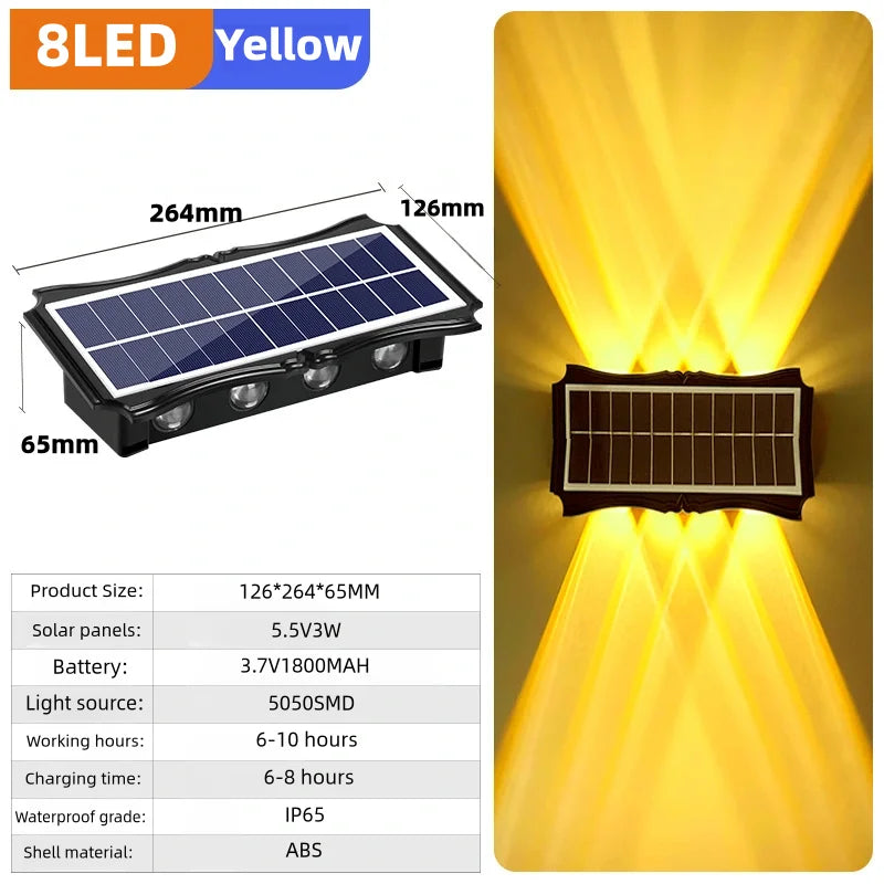 Solar LED Light Wall Lamp Outdoor Waterproof High Brightness Up And Down Luminous Lighting for Outdoor Garden Decoration - Magic Electronics