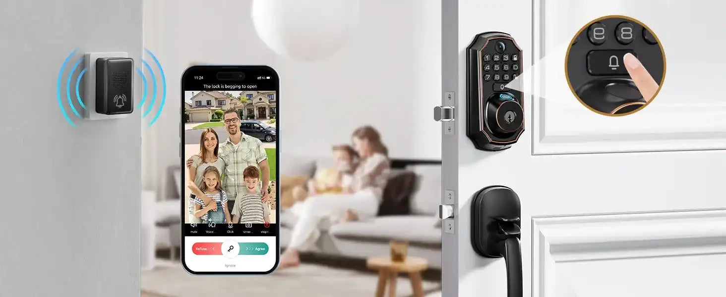 ARPHA Smart Lock D289H Smart WiFi Keyless Door Lock with Camera 5 in 1 Camera Fingerprint Entry App-Controlled Auto-Lock System - Magic Electronics