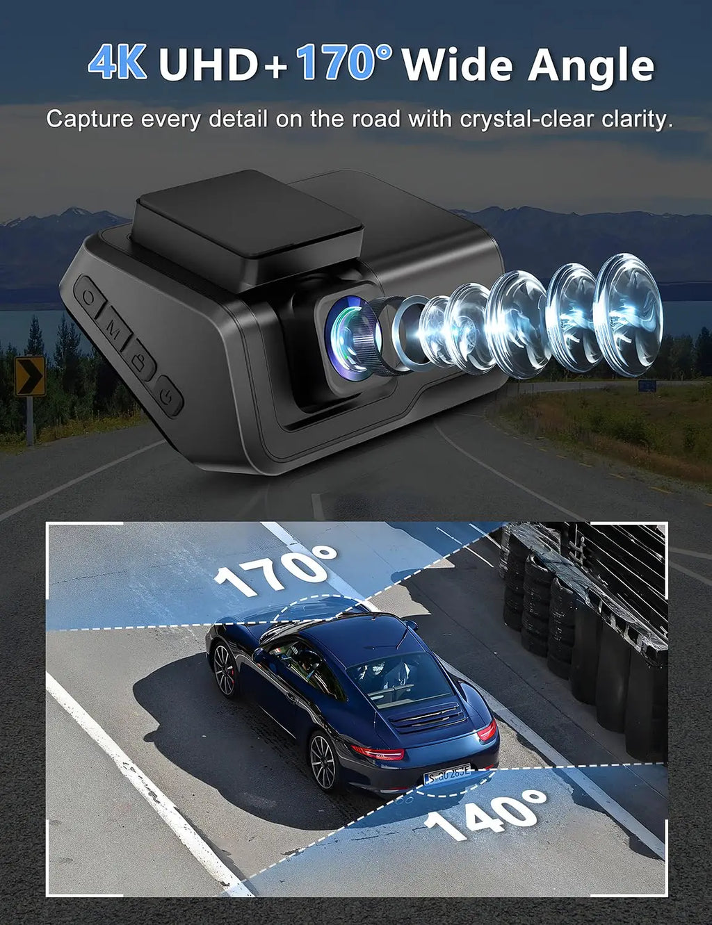 Kocam 4K UHD Dash Cam WiFi Car DVR Front and Rear Dual Lens Auto Car Camera with Night Vision 24H Parking Monitor Black Box - Magic Electronics