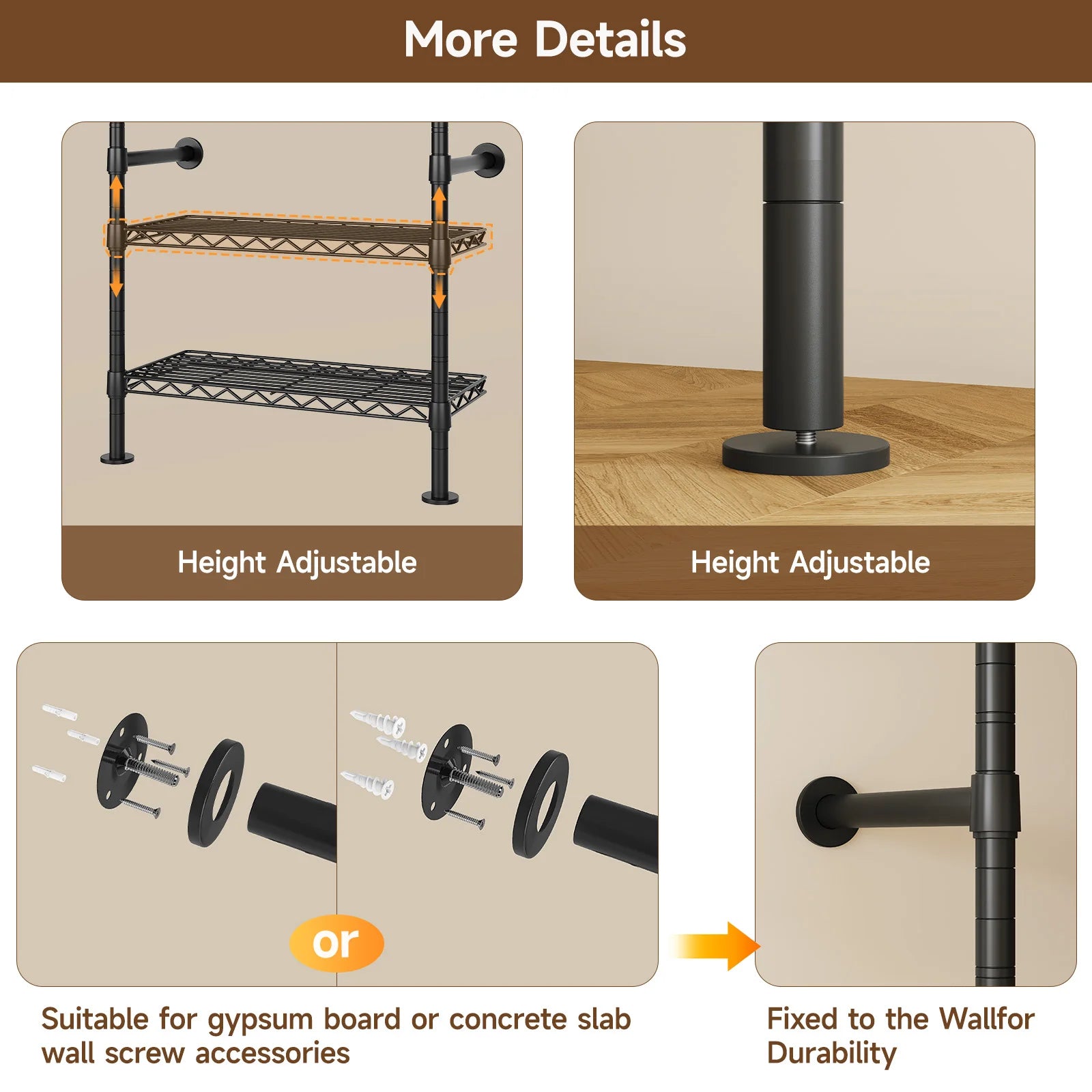 L4 Wall Mounted Industrial Pipe Clothes Rack, Closet Organizer System with Rods Expandable, Clothing Rack, Corner Garment Rack Magic Electronics Sc8237fc146d04cc3bcd40ed7bb2f889bB