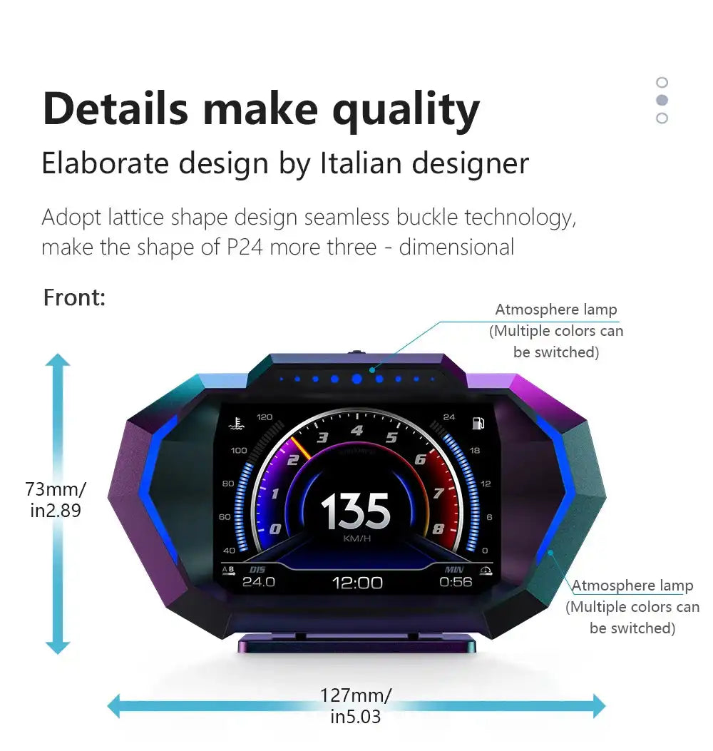 OBD + GPS HUD P24 Car OBD Head Up Display HUD on Board Computer Digital Speedometer Water Temp Fuel Consumption Slope Meter - Magic Electronics