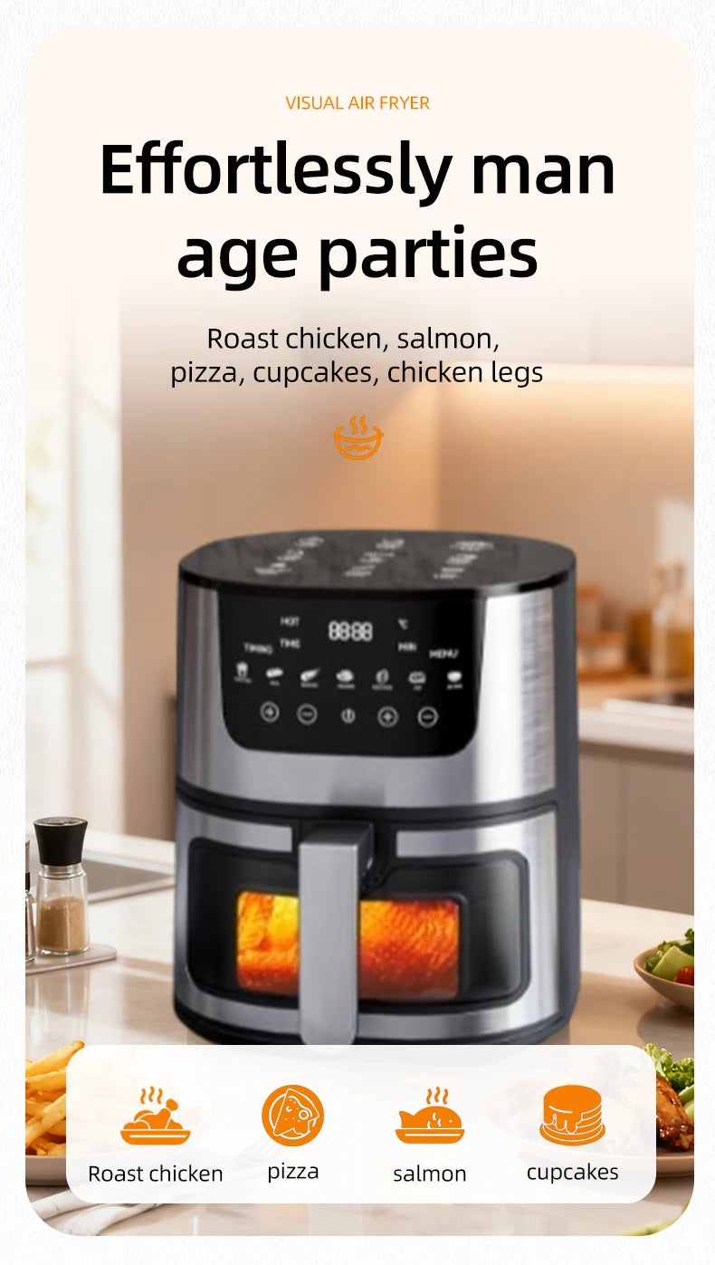 DIVEDEER 7L Household Visual Air Fryer - Large Capacity, Multifunctional, Stainless Steel Design for Home Use (Freidora Aire) Magic Electronics Scaa7f477d208459597da823b38bbb264t
