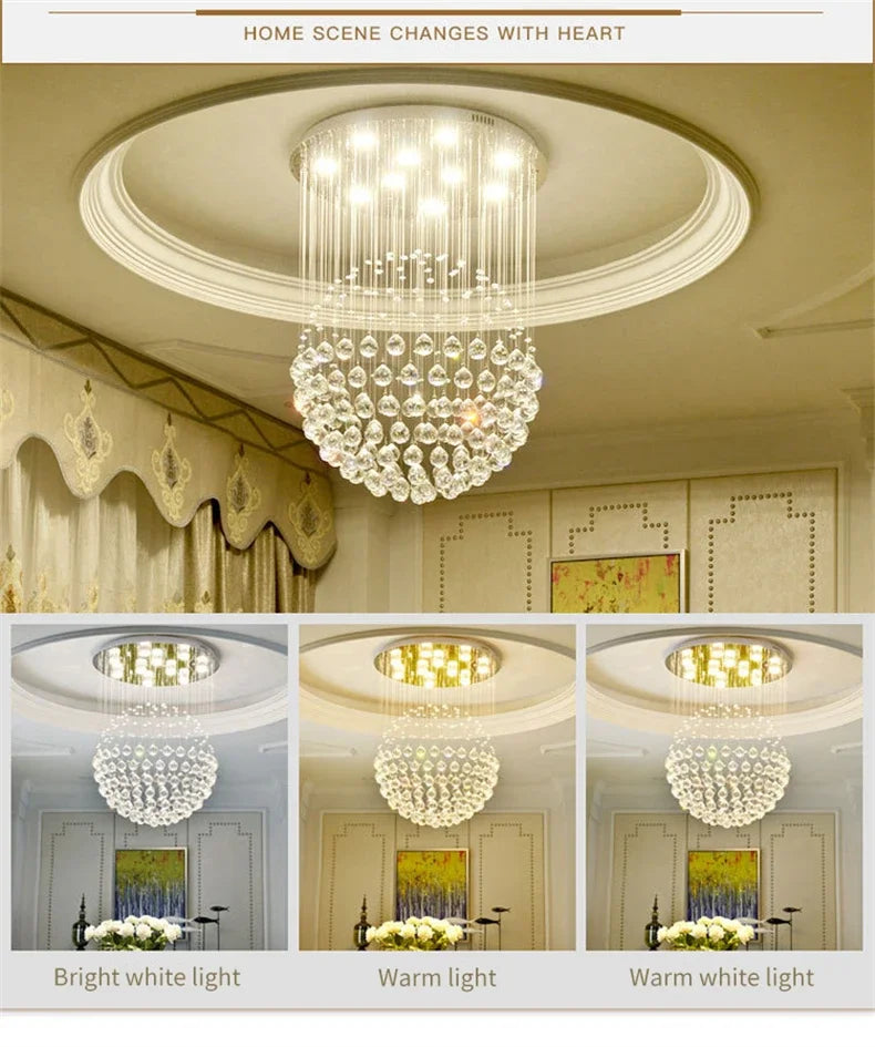 Round K9 Crystal Ball Led Ceiling Chandelier Pendant Lamp for Living Dining Room Cristal Lustre Bedroom Home Decor Light Fixture Magic Electronics Scae1ca19abb64b58ab813aa8f6e9f1848