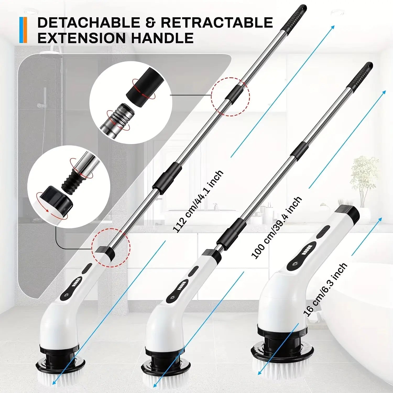 Electric Bathroom Cleaning Brush 9-in-1 Wireless Household Rotation Cleaning Brush for Bathroom Kitchen Toilet Cleaning Scrubber Magic Electronics Scb923438742c47c9b932bf46a3c26affw