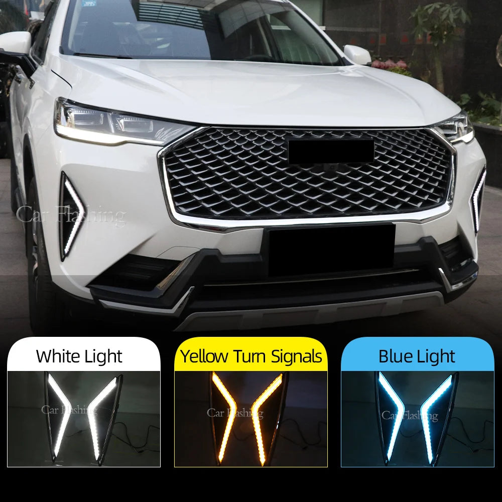 Car LED DRL For Haval H6 2020 2021 2022 Daytime Running Lights with yellow Turn Signal Fog lamp cover Driving Lights headlight - Magic Electronics