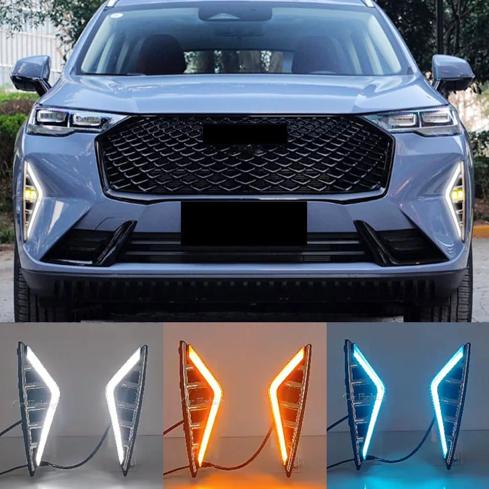 Car LED DRL For Haval H6 2020 2021 2022 Daytime Running Lights with yellow Turn Signal Fog lamp cover Driving Lights headlight - Magic Electronics