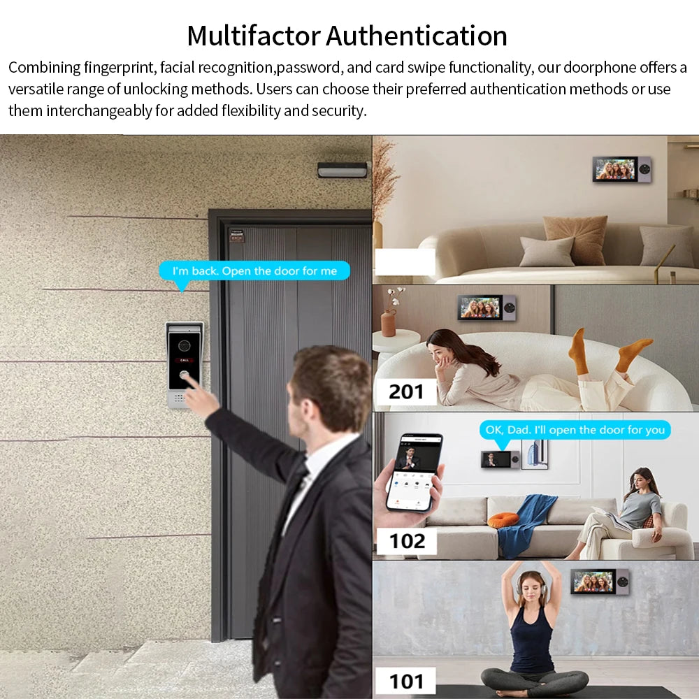 WIFI Wired Smart Home Video Door Intercom System 7" Colour Screen Monitor AHD 1080P Doorbell Tuya App Remote Unlock