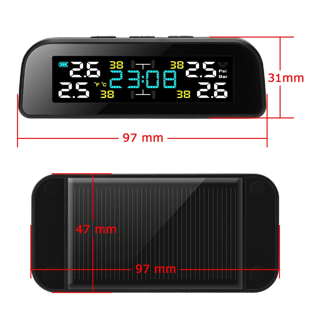 Universal Smart Solar TPMS Tire Pressure Sensor Car Tire Pressure Monitoring System with 4 Wheel Internal External Sensors TMPS Magic Electronics Scd702a28fc744e77b92b2f7aebbaaf72u