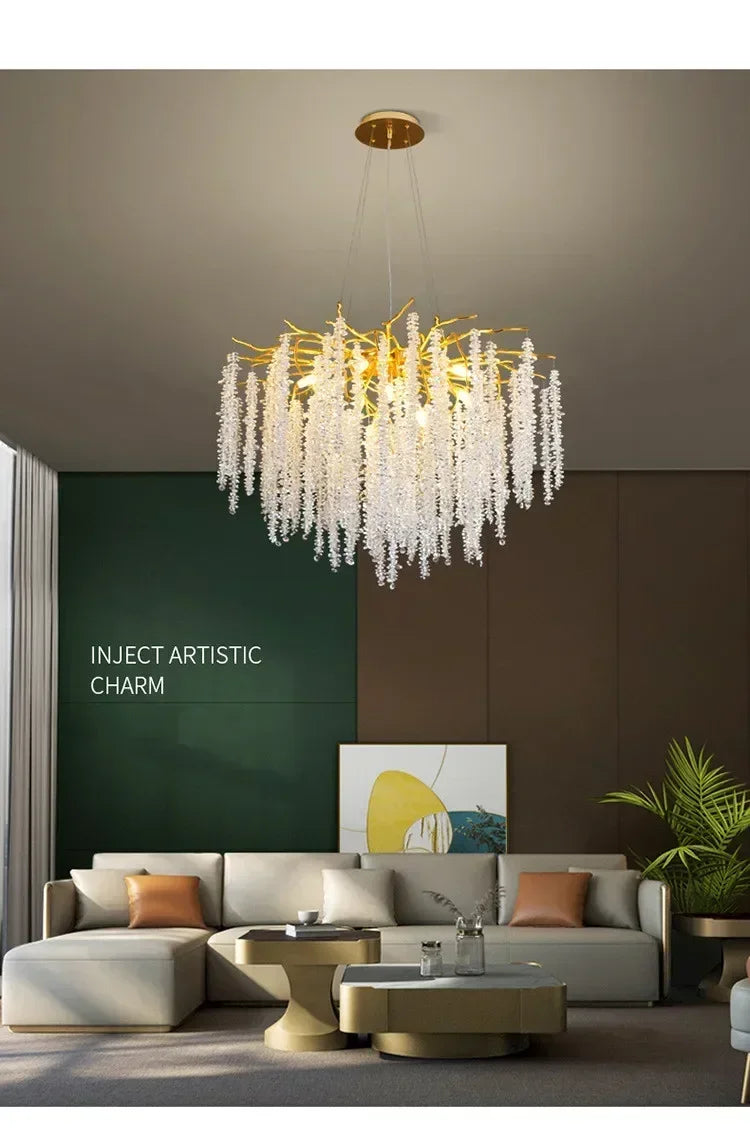 Modern Luxury Gold Branch Tassel Crystal LED Pendant Light Dining Room Living Room Indoor Home Decoration Atmosphere Fixtures Magic Electronics Scdf5a6ade0744f9db911db5a9afec0b5P