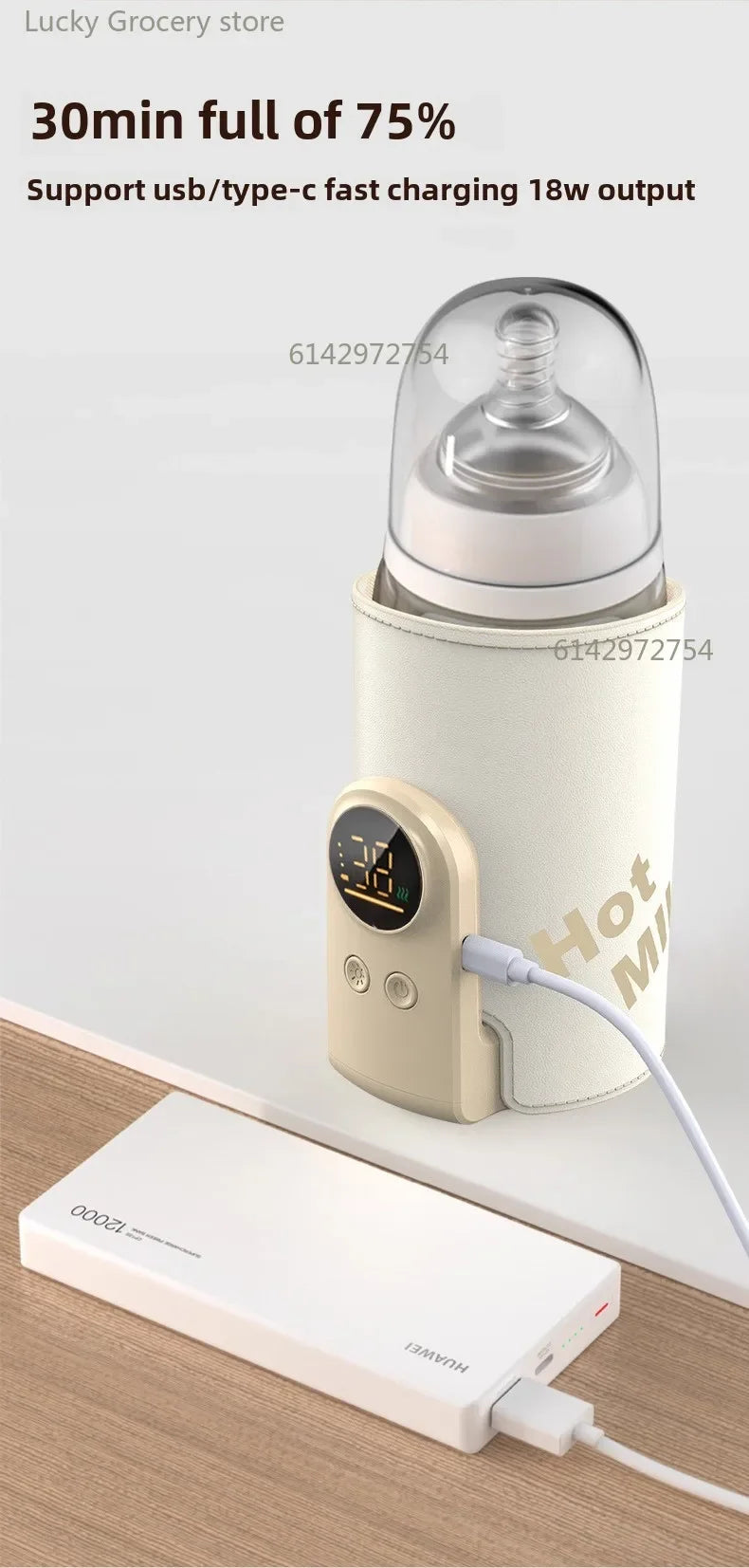 USB Multifunctional High-capacity Baby Feeding Bottle Smart Temperature Control Warmer Screen Newborn Baby Bottle Warmer Sleeve Magic Electronics Sce6637b48a2648159fc7e2ed1efda36eG