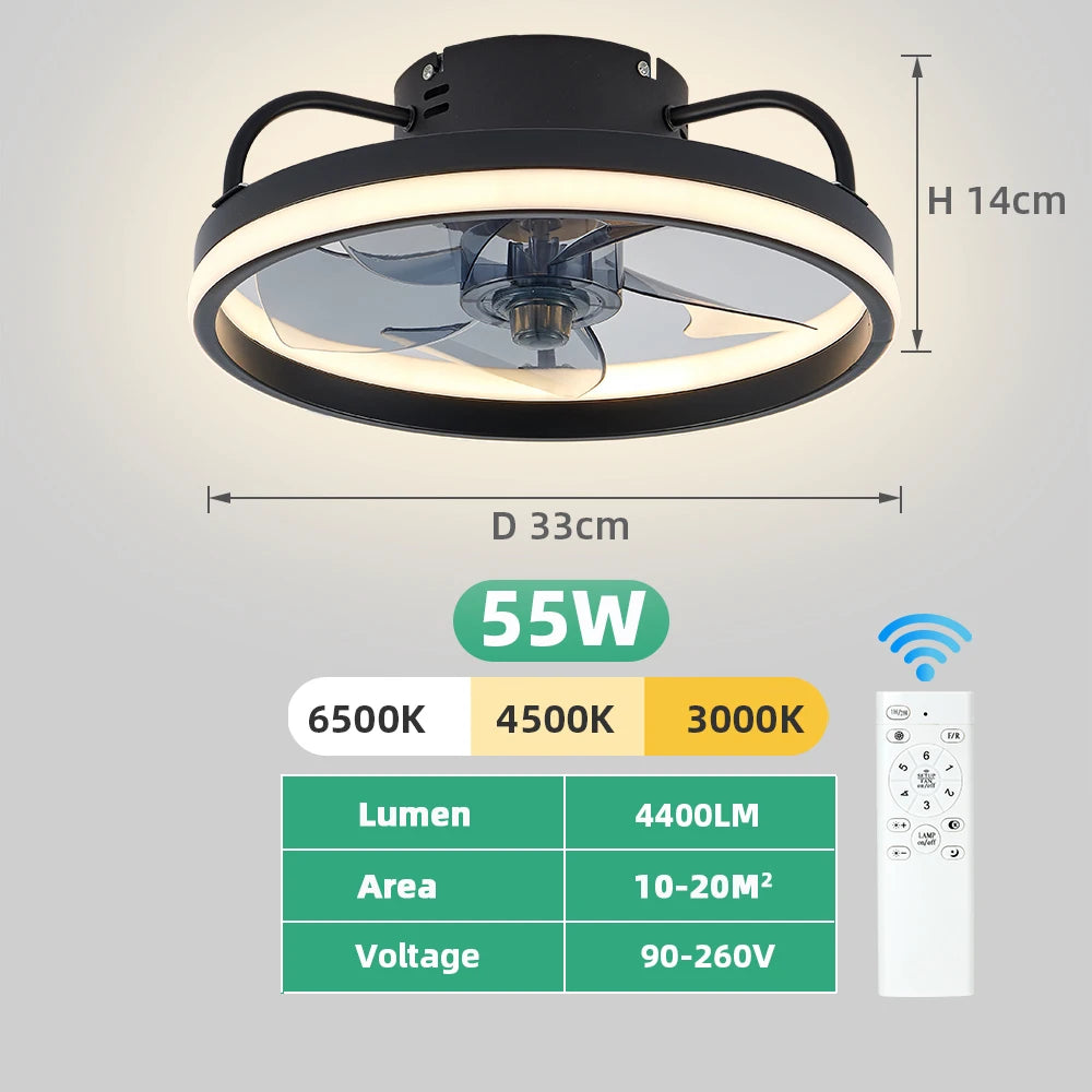 LED Ceiling Light Fan With Remote Control Lamp For Living Room Bedrooms Fans For Large House Decoration Home Lighting Fixtures
