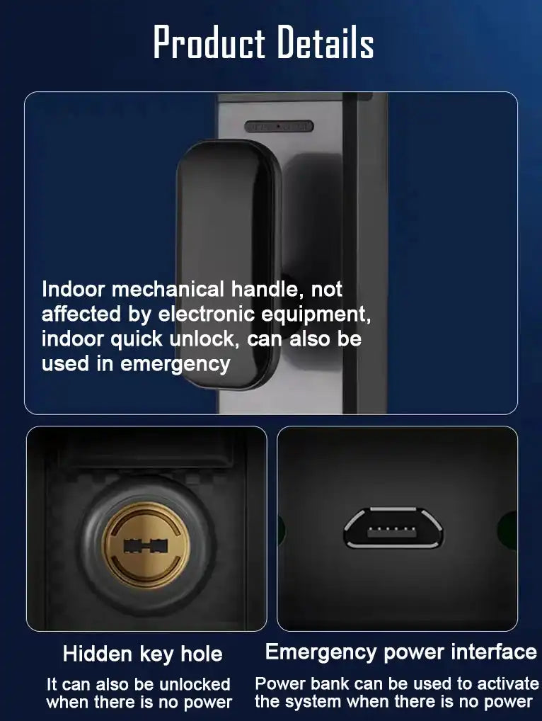 3D Face Recognition Unlock Digital Door Lock With Camera FIngerprint Password Unlock Keyless Electronic Door Lock - Magic Electronics