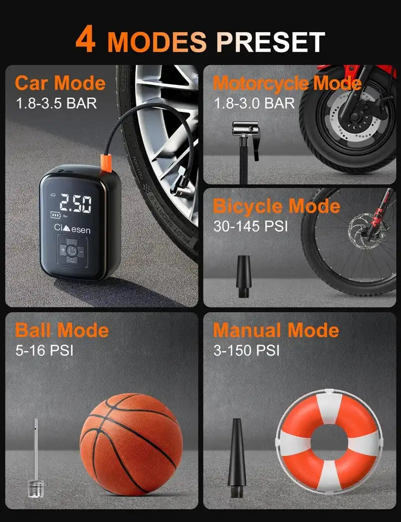 1pc Car Wireless Air Pump 150PSI Portable Electric Tire Inflation For Car Bicycle Motorcycle Air Compressor Inflator US Shipping - Magic Electronics