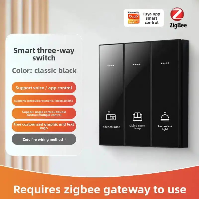 Zigbee Smart Switch Glass Panel Tuya Smart Home App Remote Control With Timer Function Voice Control Intelligent Button Switch - Magic Electronics