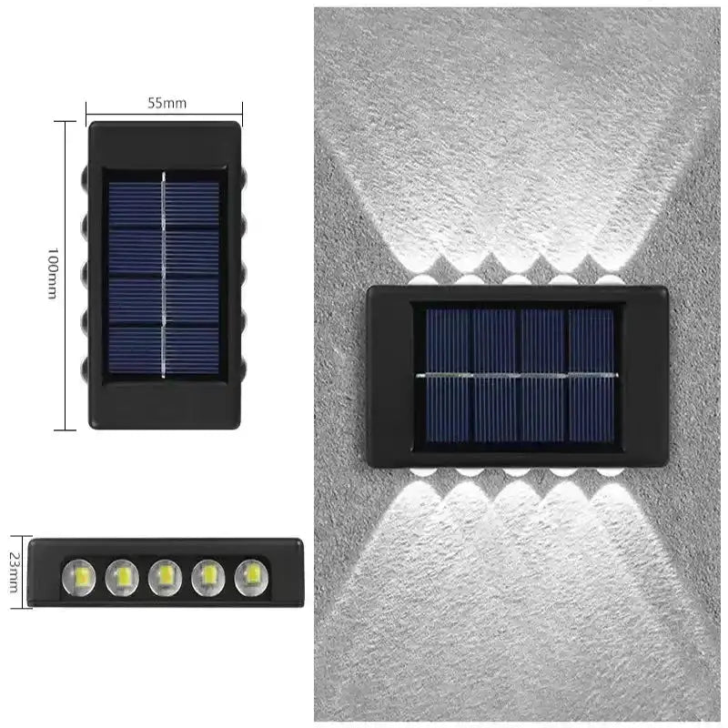 Solar Wall Lamp Outdoor Waterproof Solar Lights Up And Down Convex lens Lighting For Garden Street Landscape Balcony Outdoor Dec - Magic Electronics