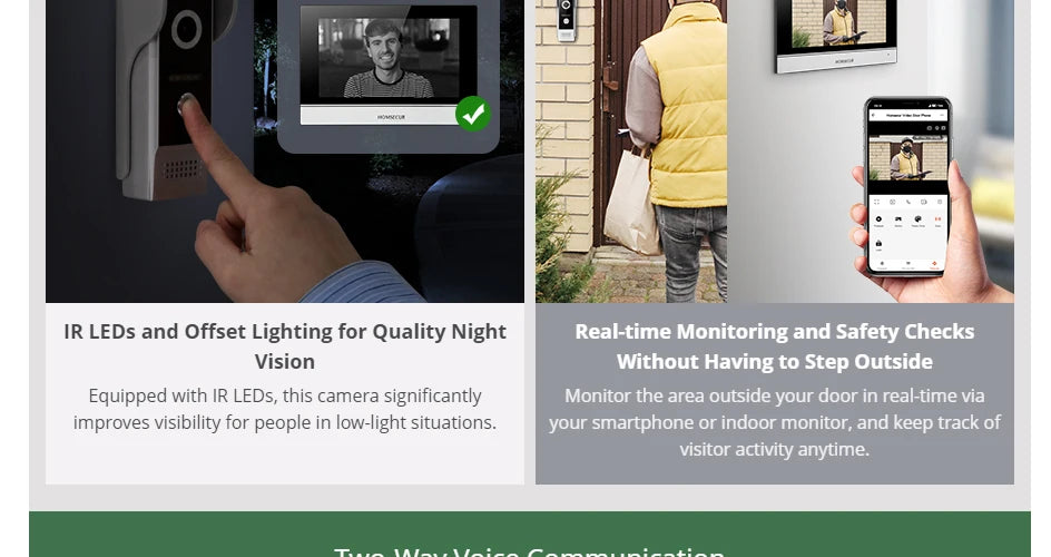 HOMSECUR 4 Wire Tuya Smart APP HD Video House Door Phone Kit with 7" Touch Screen Monitor IP65 Doorbell Camera Record Snapshot - Magic Electronics