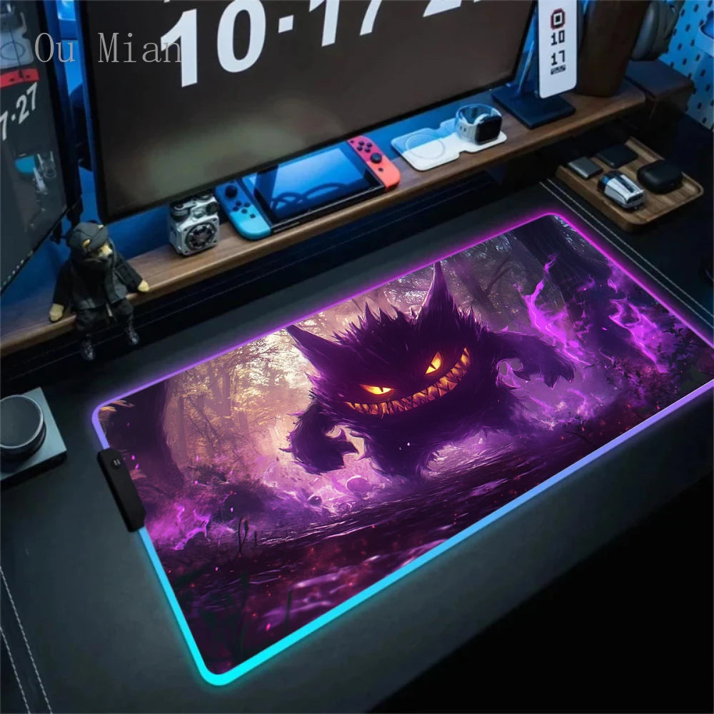 RGB G-Gengar Mousepad Pokemon LED Purple Mouse Pad Gaming Accessories Ghost Big Extended Keyboard Carpet PC Anime Desk Mats FF06609 Magic Electronics Sd1e81b7cac3e4cda9bdf1dad49883679r FF06609