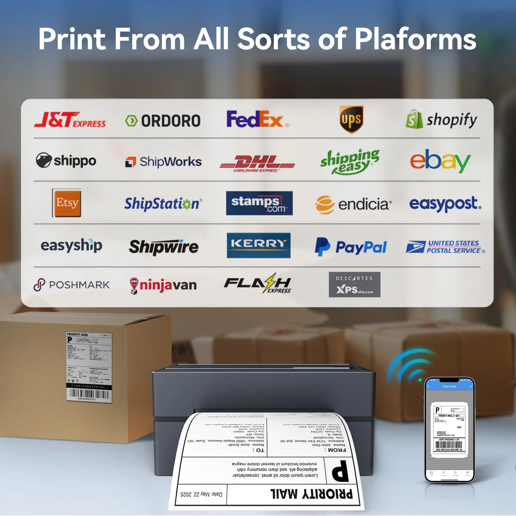 Thermal Label Printer Portable No Ink Required 203DPI 4x6 for Small Business Bluetooth USB High Speed Express Airway Bill Magic Electronics Sd24eb46c4e674384838348c0adb0cf41o