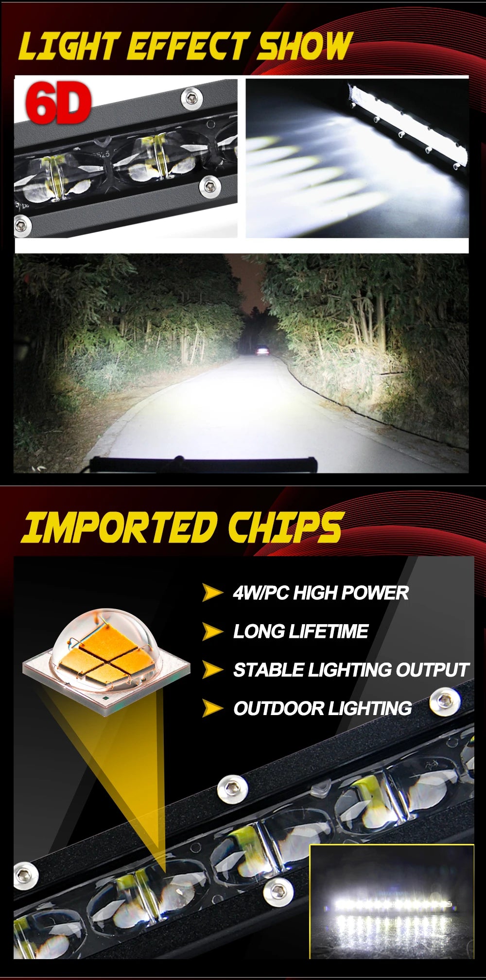 HAOLIDE 6D 7inch 14inch 20inch 26inch 38inch 50inch 1 Row Utral Slim Led Light Bar Driving Light 6000k White for Offroad SUV UTV Magic Electronics Sd2c6f66a2a7e42ecadca5fe3ae40ed582