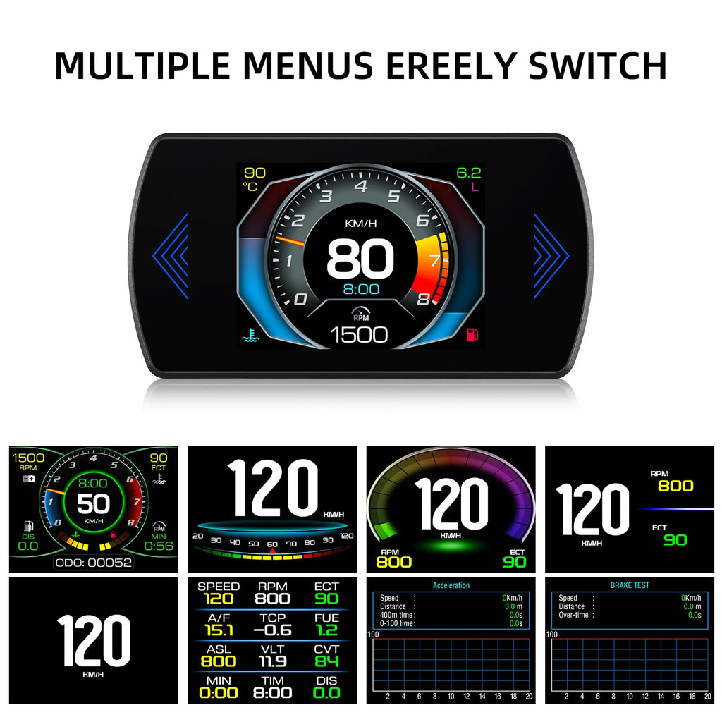 Multi-functions P12S Car HUD Head Up Display OBD2 On-board Computer Water Temp Fuel Consumption LCD Digital Speedometer Gauge Magic Electronics Sd2c79fa8c08e4a2893a0849563c6938eh