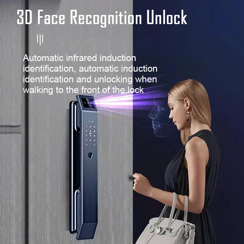 3D Face Recognition Unlock Digital Door Lock With Camera FIngerprint Password Unlock Keyless Electronic Door Lock - Magic Electronics
