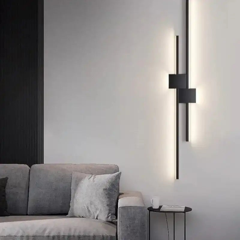 Wall Lamps LED Lights Simple Modern Sofa Living Room Decor TV Background Decoration Wood Grille Bedroom Bar Long Strip Wall Lamp - Magic Electronics