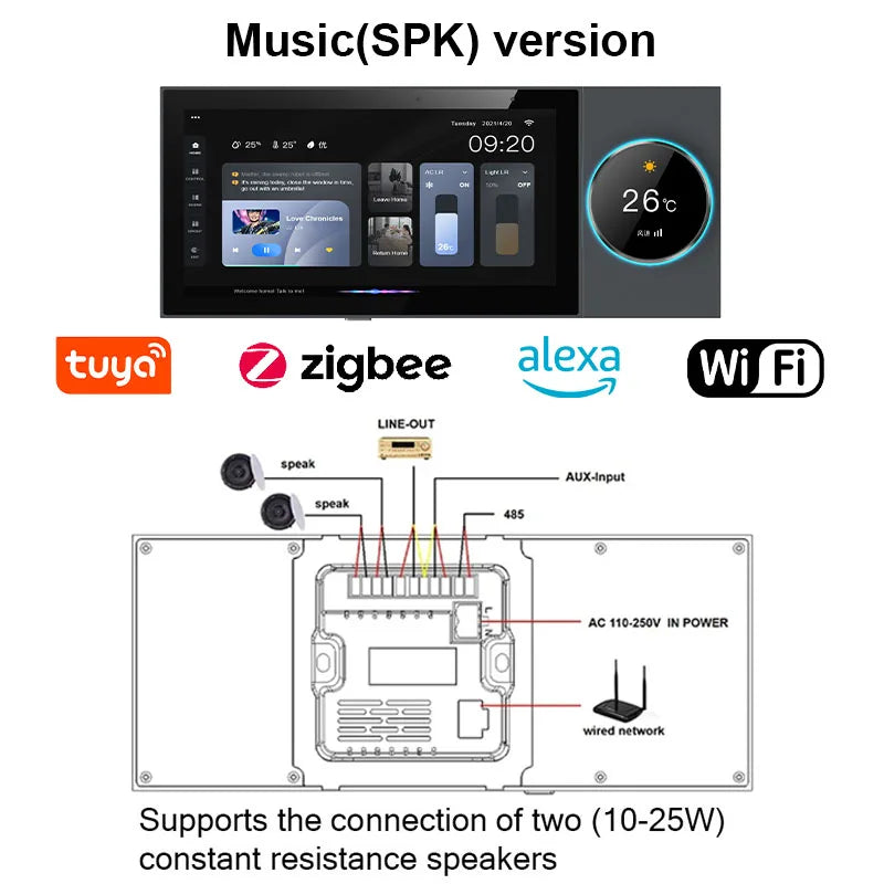 TUYA Smart Home Device Scene control panel Built-in ZIGBEE gateway Bluetooths Audio wall Amplifiers WIFI Background music system - Magic Electronics
