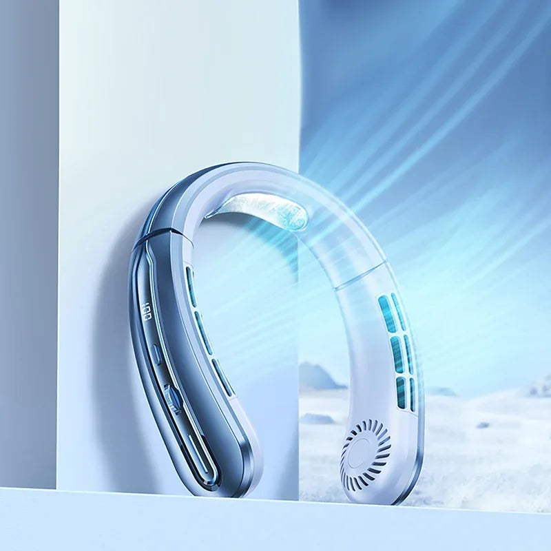 Lenovo Hanging Neck Fan Digital Display Power Ventilator Bladeless Neckband Fan Mini Air Cooler USB Rechargeable Electric Fans