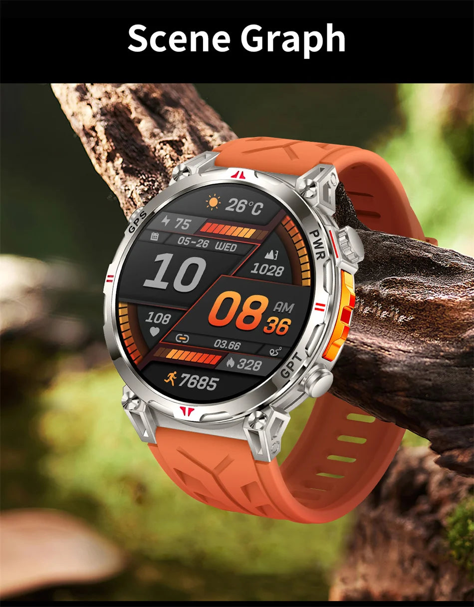 2026 New Outdoor Sports Smartwatch Men GPS Positioning 650mAh HD Call 1.56-inch AMOLED Screen Compass 5ATM Waterproof Watch Man - Magic Electronics
