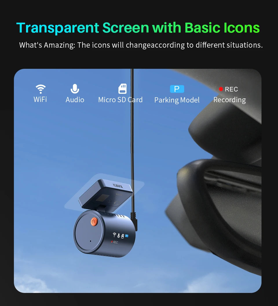 2K KAWA MINI 3 Pro Cameras for Car DVR Tiny Dash Cam 24 Parking Auto Video Recorder WiFi APP Voice Control Car dashcam - Magic Electronics