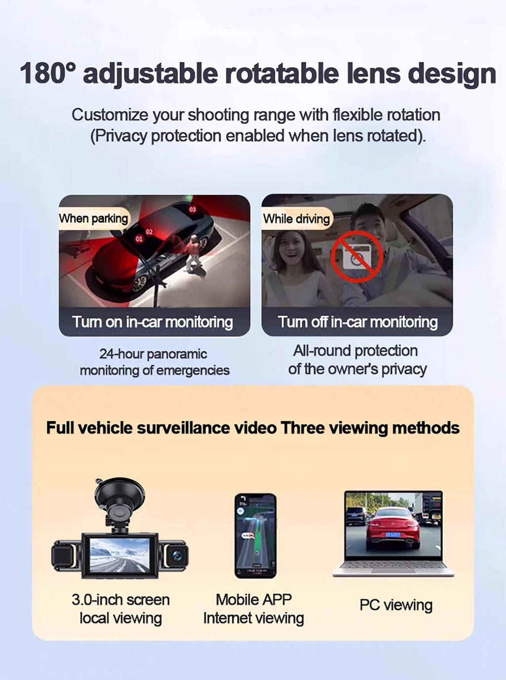 DashCam Car Dvr Video Recorder 4 Channels 360° WIFI Front inside Rotatable Rear View Camera 24h Parking Monitor Car dash cam Magic Electronics Sd6671ad0cdfb41d1a131b1b1777a3da19