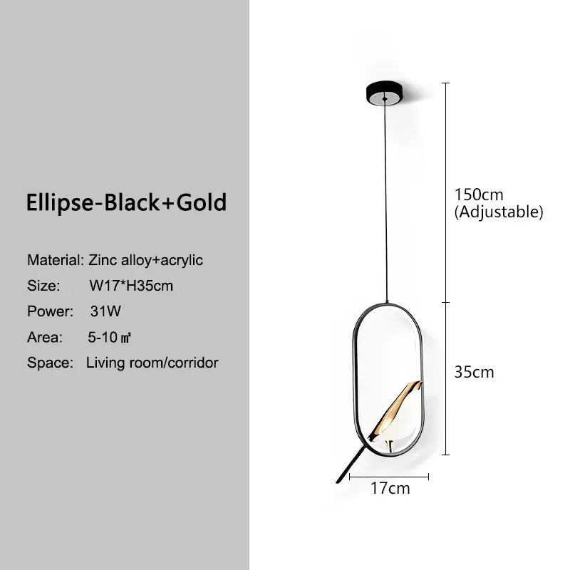 LED Gold Silver Magpie Bird Pendant Light Chandelier for Bedroom Living Room Indoor Hanging Lamp AC110v 220v Drop Shipping Ellipse-Black Gold Magic Electronics Sd7138d25fdd544bea61d2dfd50bde2a8l Ellipse-Black Gold
