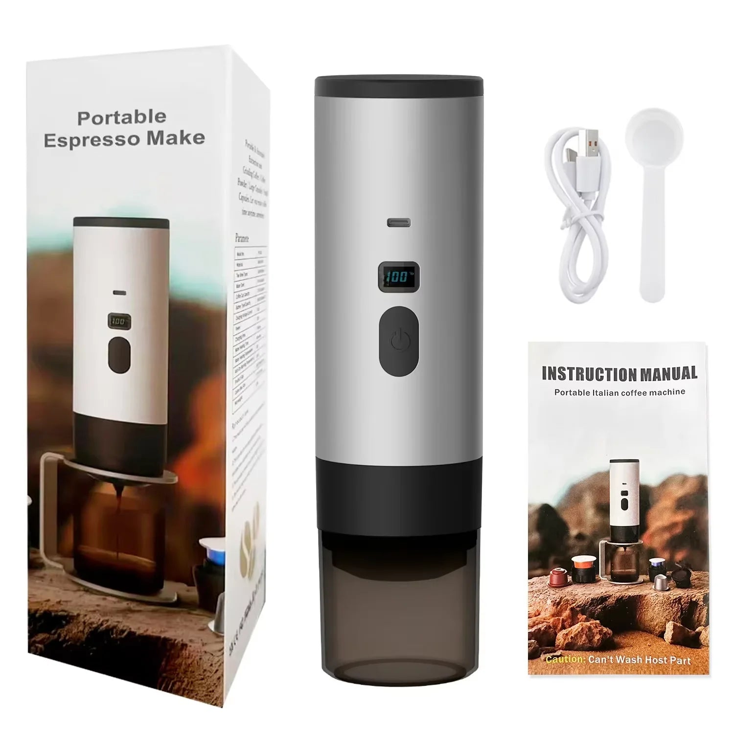 Portable Wireless Charging Coffee Machine 15BAR Multi-function 3 in 1 Fully Automatic Heating Overflow Capsule Coffee Machine Light gray CHINA Magic Electronics Sd7624b0b68054e30a3baca228b176c10G Light gray CHINA