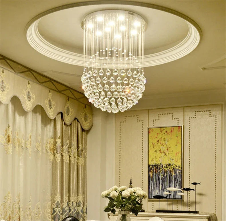 Round K9 Crystal Ball Led Ceiling Chandelier Pendant Lamp for Living Dining Room Cristal Lustre Bedroom Home Decor Light Fixture Magic Electronics Sd7c92ee5af7443c189c42e9ad0f6b2688