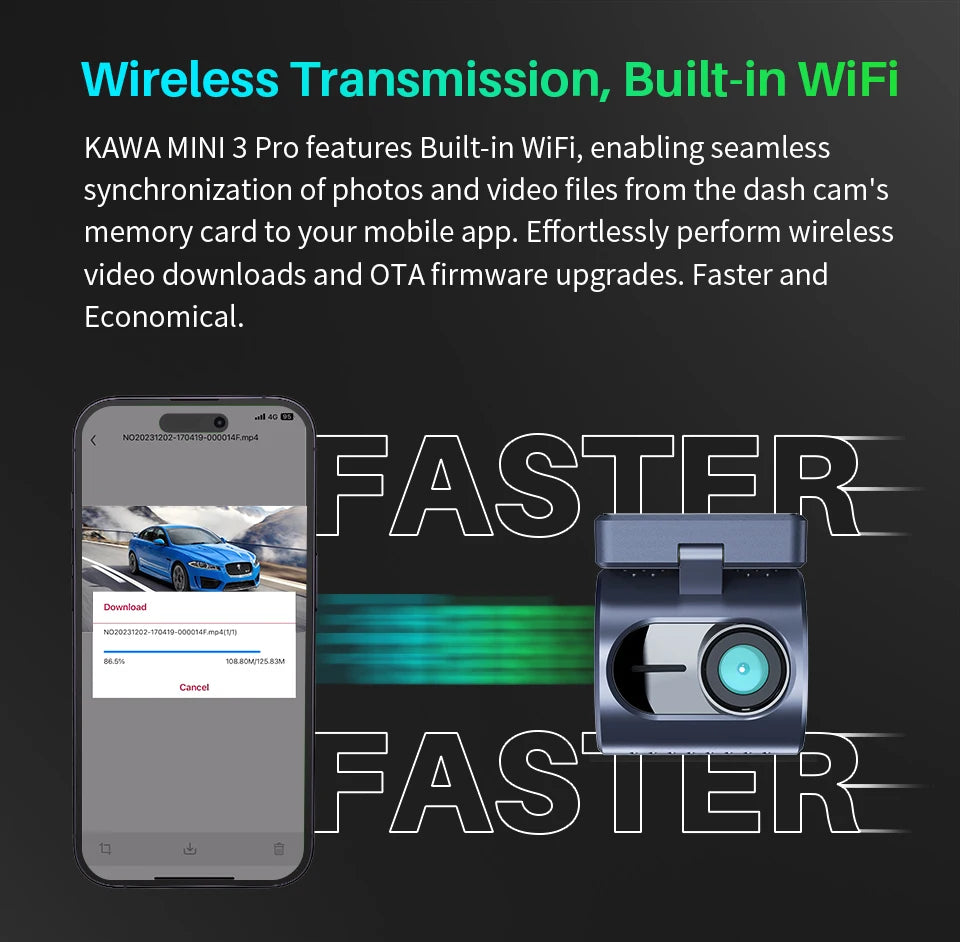 2K KAWA MINI 3 Pro Cameras for Car DVR Tiny Dash Cam 24 Parking Auto Video Recorder WiFi APP Voice Control Car dashcam - Magic Electronics
