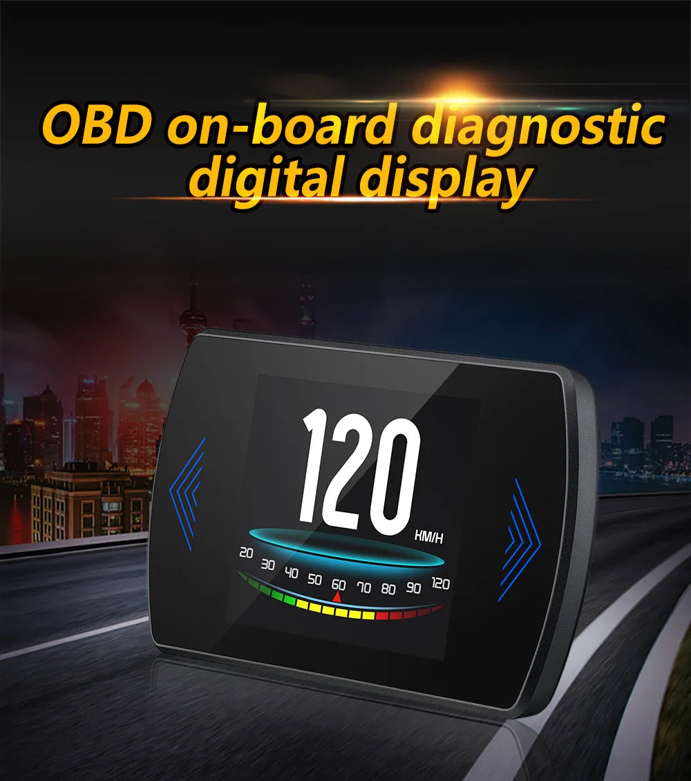 Multi-functions P12S Car HUD Head Up Display OBD2 On-board Computer Water Temp Fuel Consumption LCD Digital Speedometer Gauge Magic Electronics Sd8a78c2a0f7b45719c78767ce4ceda22d