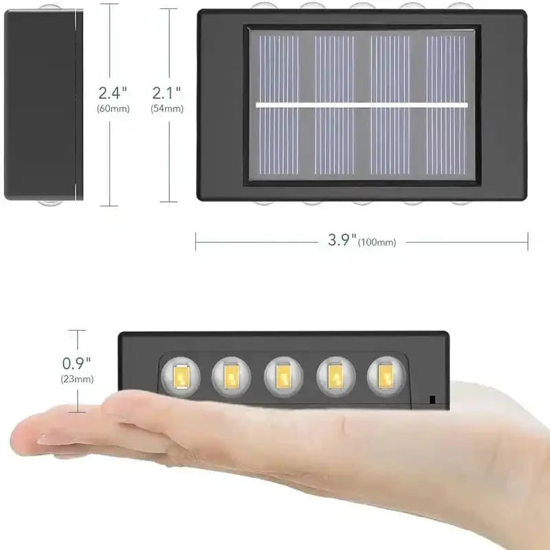 Solar Wall Lamp Outdoor Waterproof Solar Lights Up And Down Convex lens Lighting For Garden Street Landscape Balcony Outdoor Dec - Magic Electronics