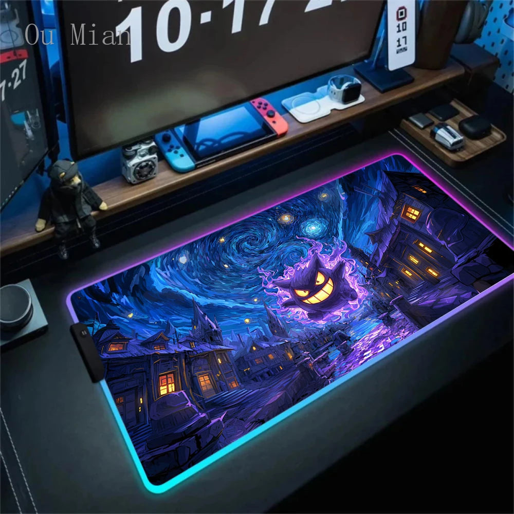 RGB G-Gengar Mousepad Pokemon LED Purple Mouse Pad Gaming Accessories Ghost Big Extended Keyboard Carpet PC Anime Desk Mats FF06604 Magic Electronics Sd8bdeb77e5c64c7585af9d82b8e54b8de FF06604